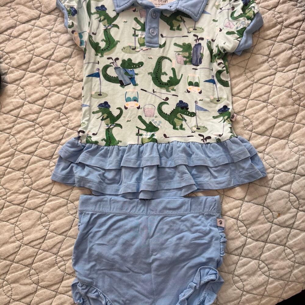 Birdie bean bamboo peplum top and bummies set